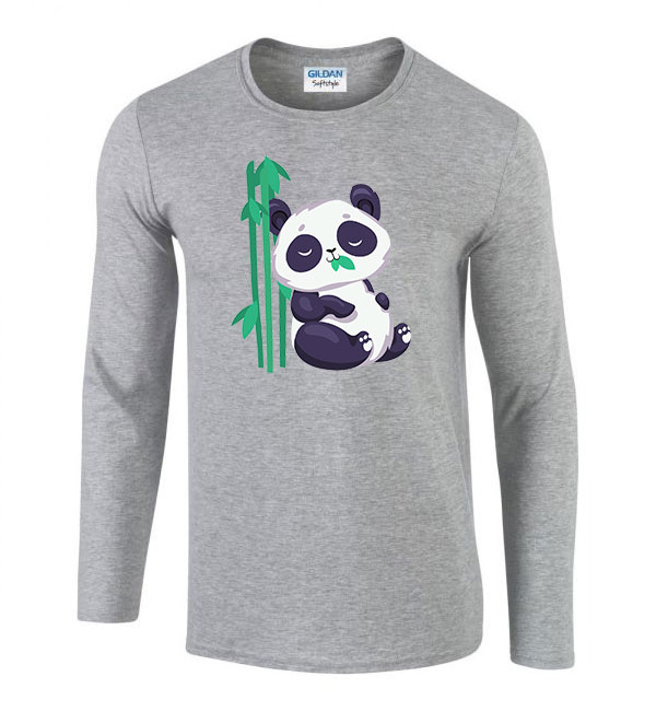 cuki panda pandás bambusz Sportszürke Férfi Hosszú Ujjú Póló