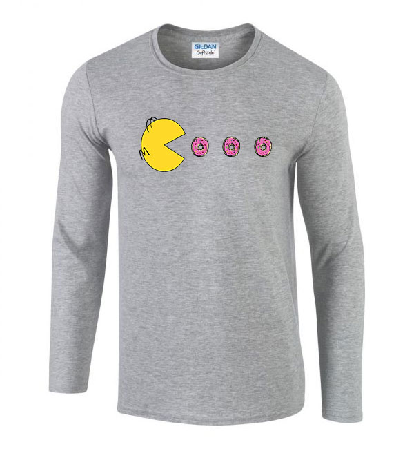 pac man fánk homer Sportszürke Férfi Hosszú Ujjú Póló