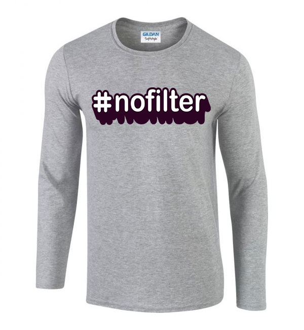 nofilter hashtag hessteg Sportszürke Férfi Hosszú Ujjú Póló