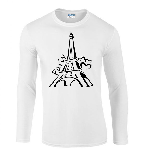 Párizs francia eiffel torony Fehér Férfi Hosszú Ujjú Póló