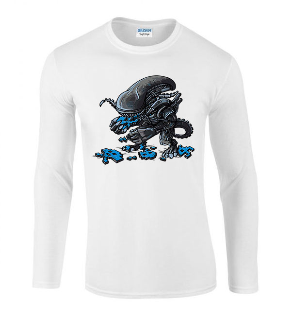 alien Fehér Férfi Hosszú Ujjú Póló