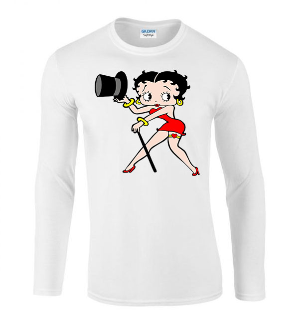 betty boop Fehér Férfi Hosszú Ujjú Póló