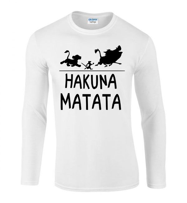 hakuna matata oroszlánkirály Fehér Férfi Hosszú Ujjú Póló