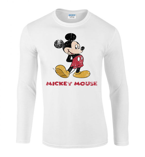 mickey egér Fehér Férfi Hosszú Ujjú Póló