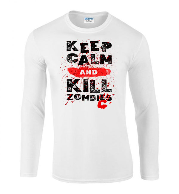 zombi zombik humor Fehér Férfi Hosszú Ujjú Póló