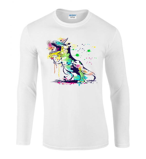 dino t-rex Fehér Férfi Hosszú Ujjú Póló