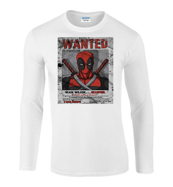 deadpool wade wilson Fehér Férfi Hosszú Ujjú Póló