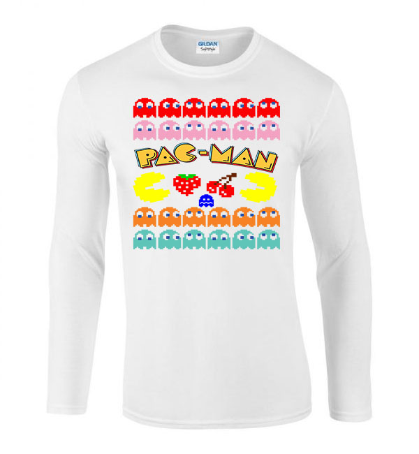 pac man Fehér Férfi Hosszú Ujjú Póló