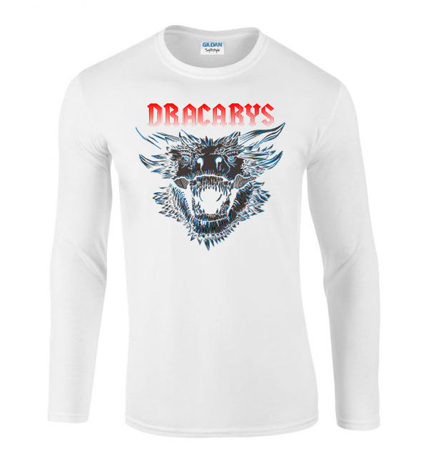 dracarys game of thrones trónok harca Fehér Férfi Hosszú Ujjú Póló