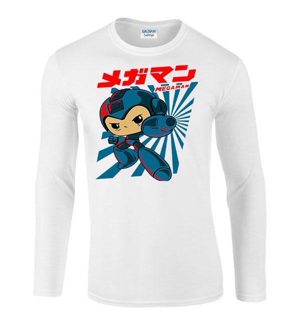 Megaman Fehér Férfi Hosszú Ujjú Póló