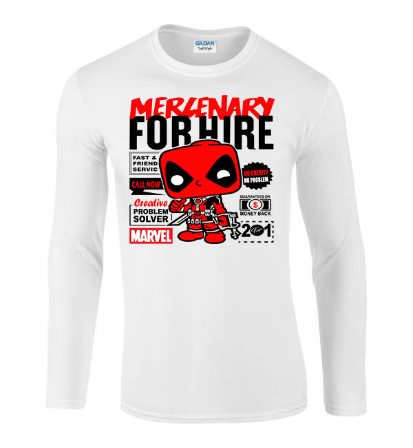 deadpool Fehér Férfi Hosszú Ujjú Póló