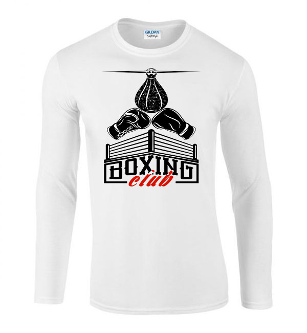 box boxing Fehér Férfi Hosszú Ujjú Póló