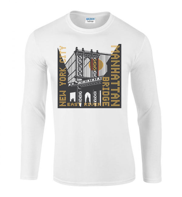 Manhattan new york Fehér Férfi Hosszú Ujjú Póló