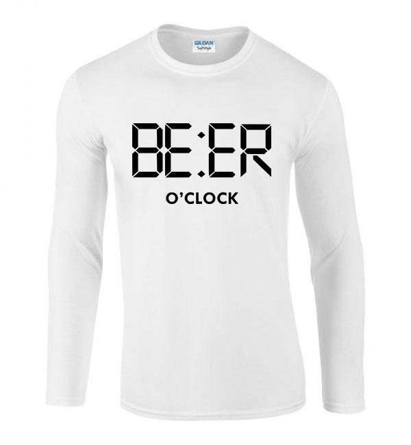 Vicces Sör Beer Oclock Fehér Férfi Hosszú Ujjú Póló