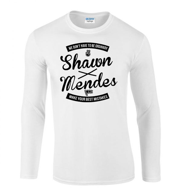 Shawn Mendes Fehér Férfi Hosszú Ujjú Póló