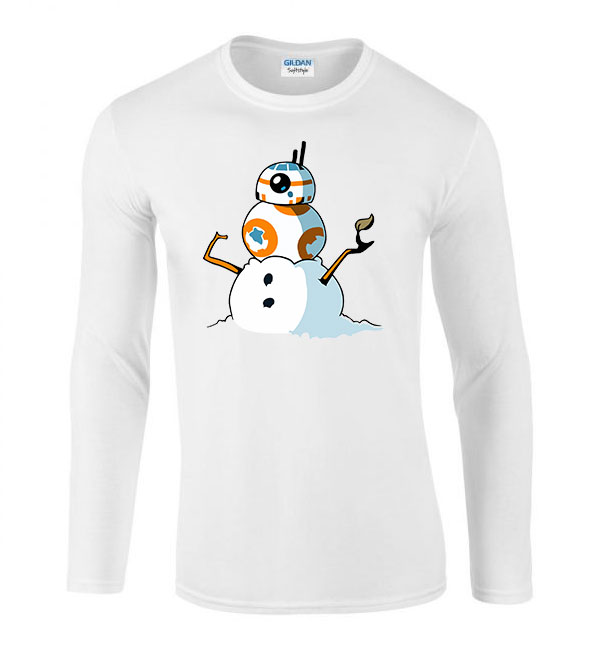 Star Wars BB8 Fehér Férfi Hosszú Ujjú Póló