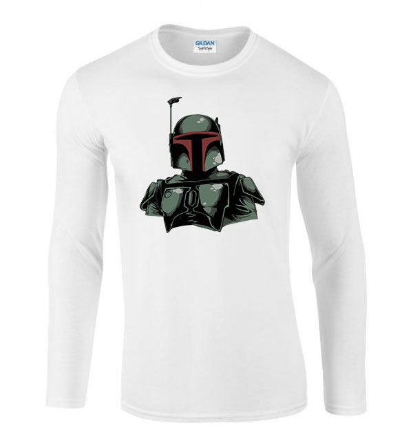 Star Wars Boba Fett Fehér Férfi Hosszú Ujjú Póló