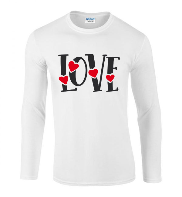 Love Szív Fehér Férfi Hosszú Ujjú Póló