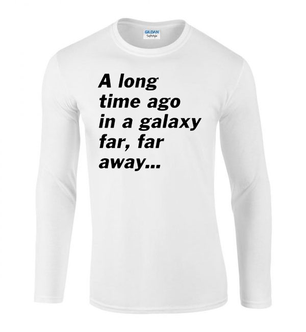 Star Wars Intro Long Time Ago In A Galaxy Fehér Férfi Hosszú Ujjú Póló