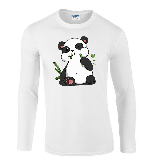 Panda pandás Fehér Férfi Hosszú Ujjú Póló
