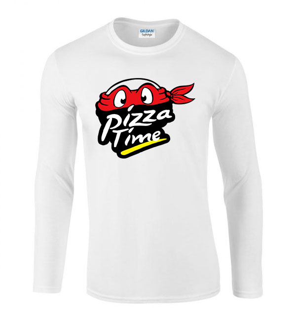 Tini Ninja Teknőcök Pizza Fehér Férfi Hosszú Ujjú Póló