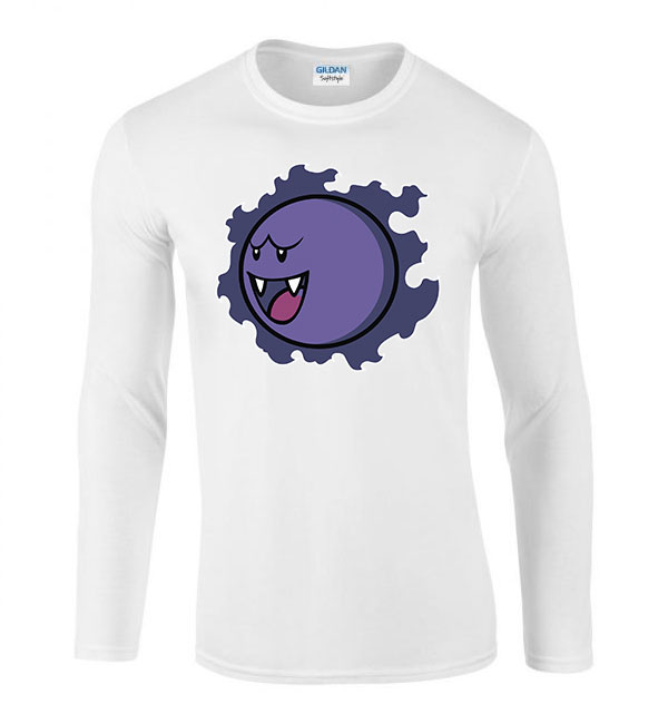 Pokemon Gastly Fehér Férfi Hosszú Ujjú Póló