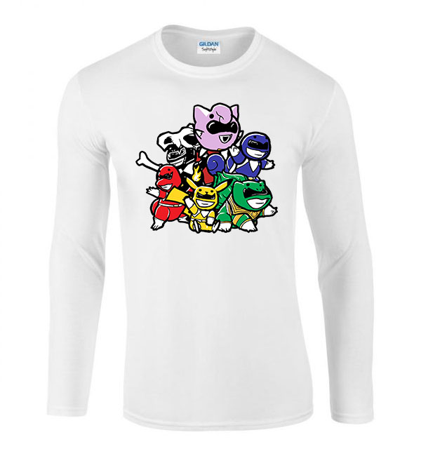 pokemon power rangers Fehér Férfi Hosszú Ujjú Póló