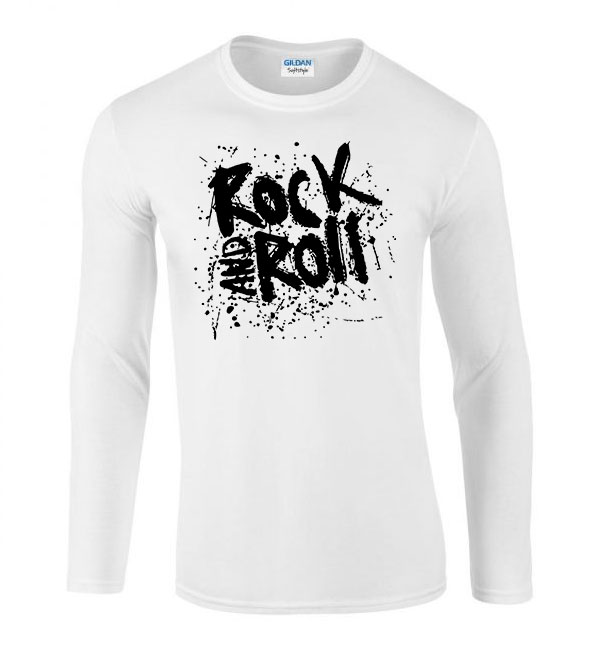rock n roll Fehér Férfi Hosszú Ujjú Póló