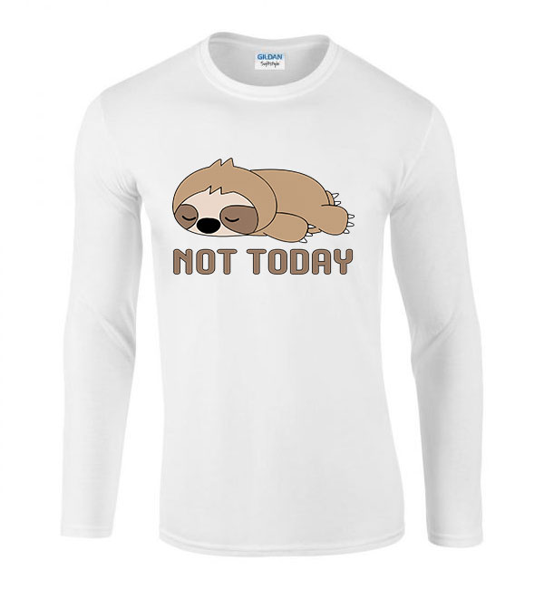 lusta lajhár not today Fehér Férfi Hosszú Ujjú Póló