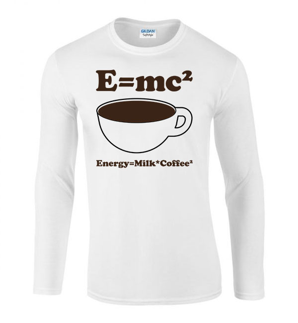 kávé emc 2 Fehér Férfi Hosszú Ujjú Póló