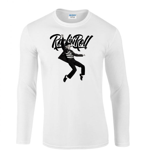 rock n roll elvis presley Fehér Férfi Hosszú Ujjú Póló