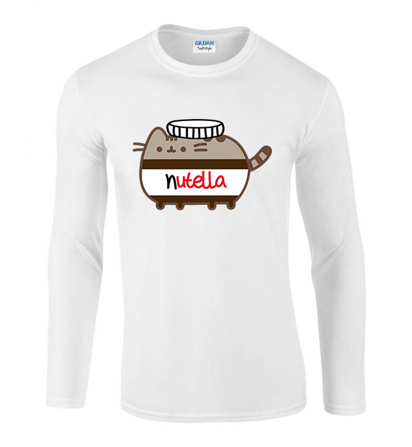 Nutella Pusheen Fehér Férfi Hosszú Ujjú Póló