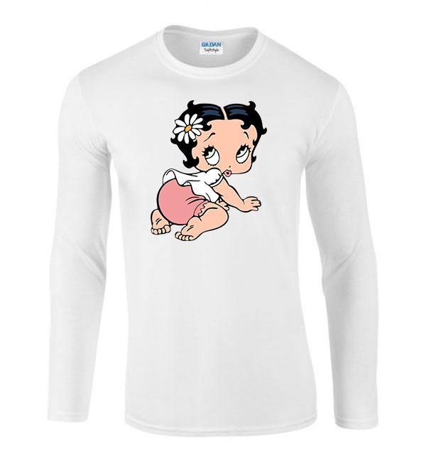 betty boop Fehér Férfi Hosszú Ujjú Póló