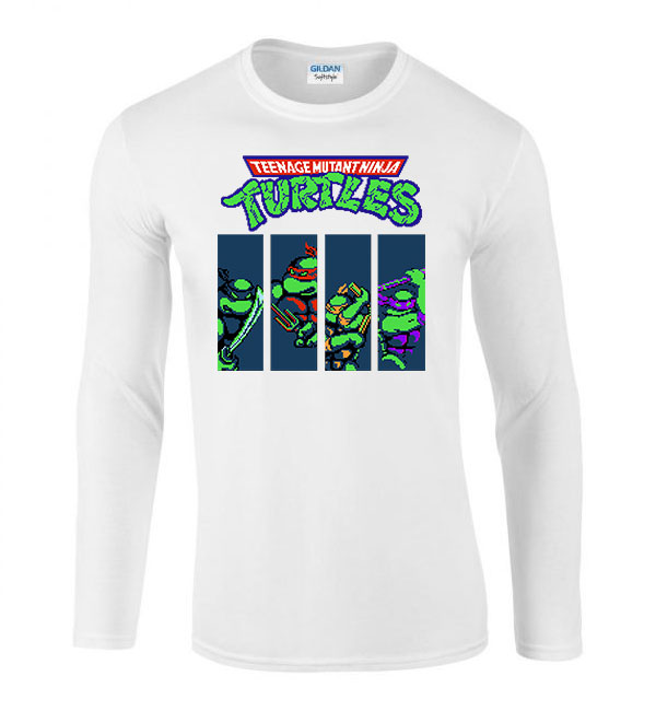 Tini Ninja Teknőcök tmnt Fehér Férfi Hosszú Ujjú Póló