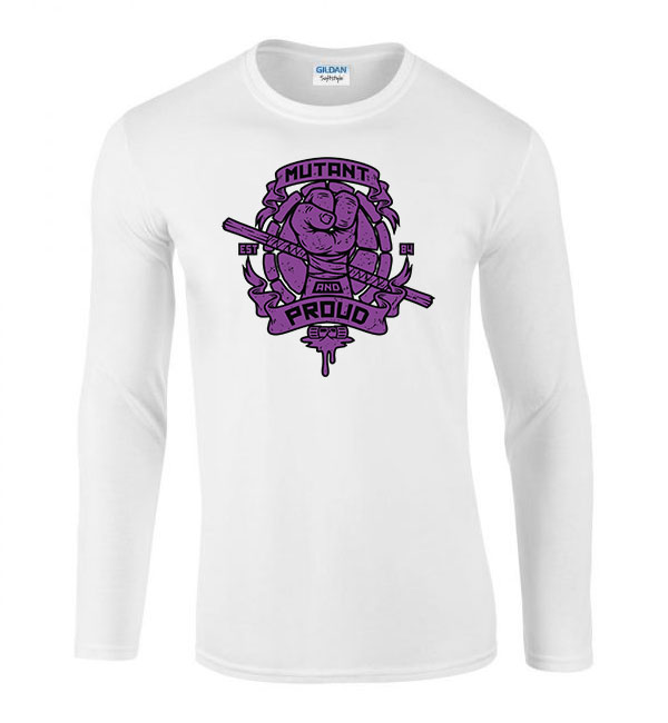 tini ninja teknőcök tmnt donatello Fehér Férfi Hosszú Ujjú Póló