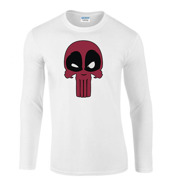 deadpool Fehér Férfi Hosszú Ujjú Póló