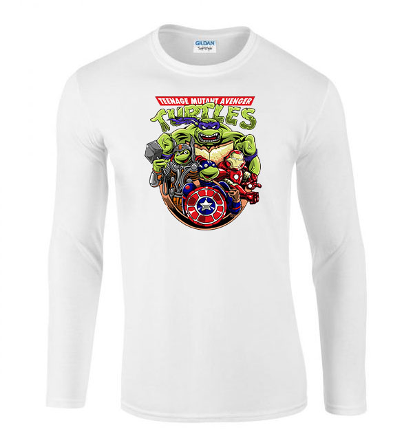 tini ninja teknőcök tmnt avengers Fehér Férfi Hosszú Ujjú Póló