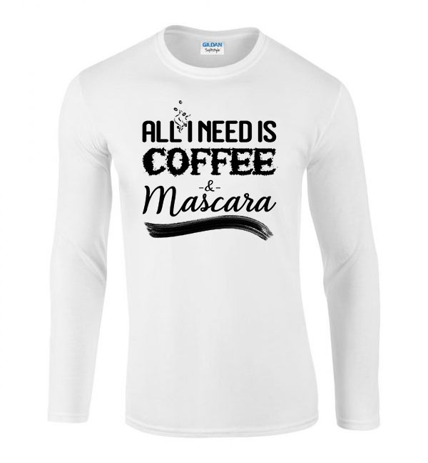 kávé coffee mascara Fehér Férfi Hosszú Ujjú Póló