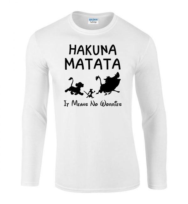 hakuna matata az oroszlánkirály Fehér Férfi Hosszú Ujjú Póló