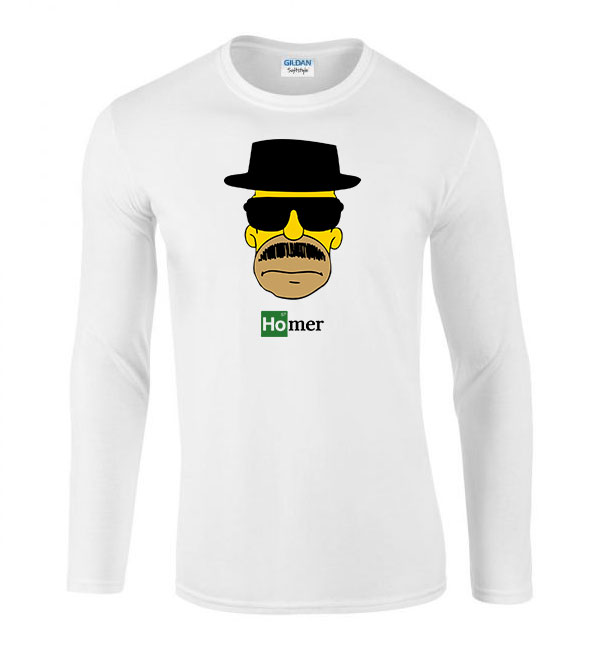 homer simpson breaking bad heisenberg Fehér Férfi Hosszú Ujjú Póló