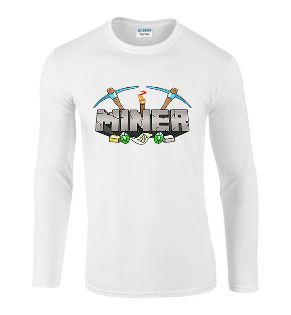 minecraft Fehér Férfi Hosszú Ujjú Póló