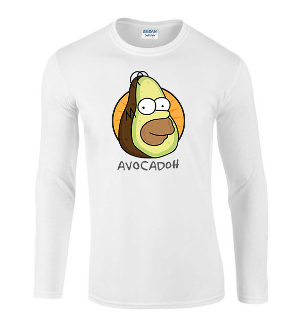 homer simpson avocadoh Fehér Férfi Hosszú Ujjú Póló