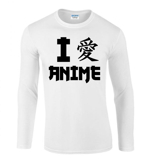 anime Fehér Férfi Hosszú Ujjú Póló