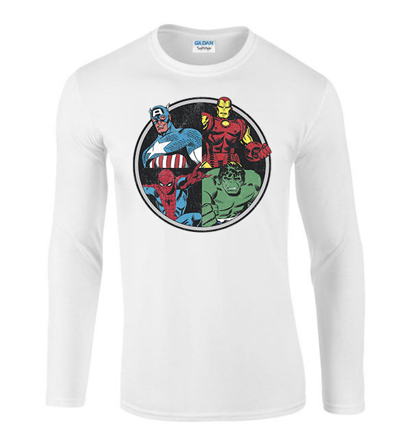 avengers bosszúállók vasember hulk pókember Fehér Férfi Hosszú Ujjú Póló