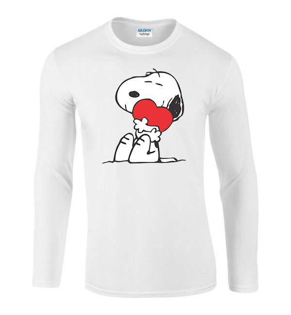 snoopy Fehér Férfi Hosszú Ujjú Póló