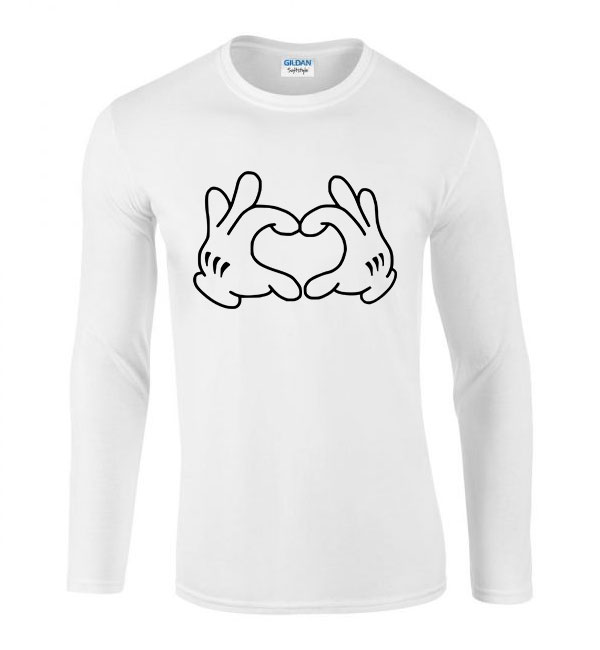 Mickey Egér kesztyű love Fehér Férfi Hosszú Ujjú Póló