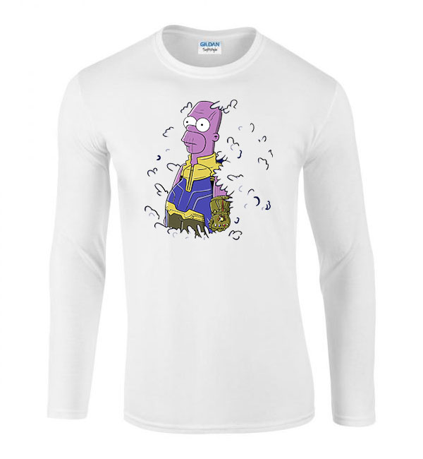 thanos homer simpson Fehér Férfi Hosszú Ujjú Póló