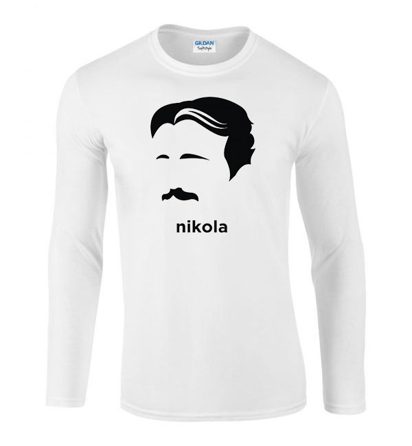 nikola tesla Fehér Férfi Hosszú Ujjú Póló