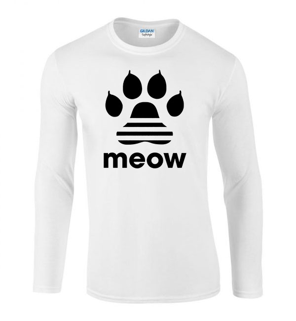 meow macskás cicás cica Fehér Férfi Hosszú Ujjú Póló