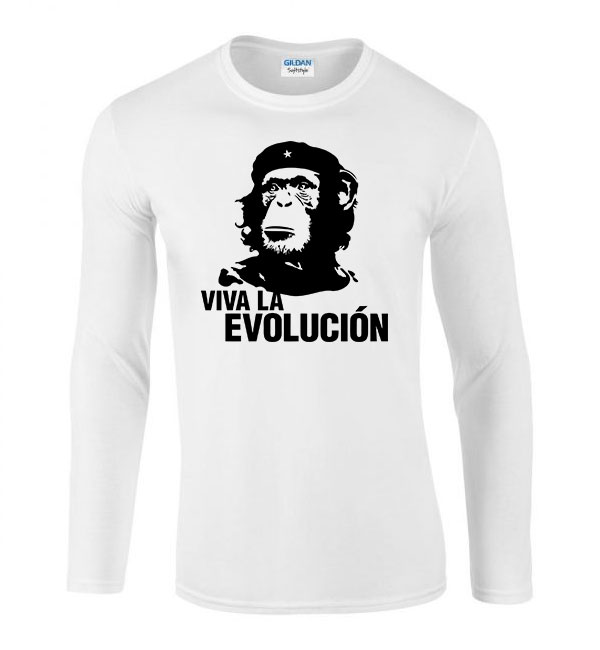 evolúció evolution majom csimpánz Fehér Férfi Hosszú Ujjú Póló
